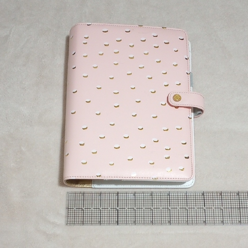 A5 Pink, White, And Gold Polka Dot Binder